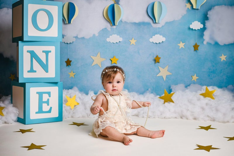 Kate 7x5ft White Clouds Backdrop Blue Sky Video Backdrop Star Photography Backdrop Birthday Backgrounds Newborn Photography Prop - Image 3